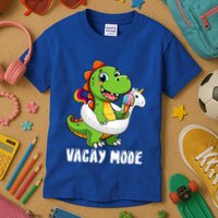 T Rex Unicorn Float Swimming Pool Party Swimmer Vacay Mode Great Gift Kids T-Shirt