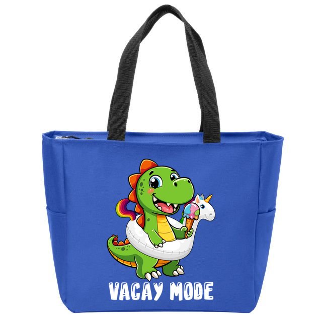 T Rex Unicorn Float Swimming Pool Party Swimmer Vacay Mode Great Gift Zip Tote Bag