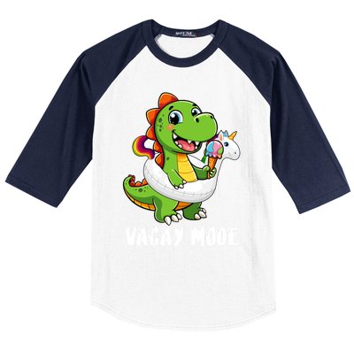 T Rex Unicorn Float Swimming Pool Party Swimmer Vacay Mode Great Gift Baseball Sleeve Shirt