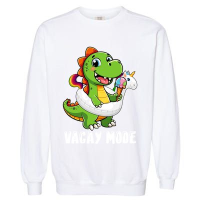T Rex Unicorn Float Swimming Pool Party Swimmer Vacay Mode Great Gift Garment-Dyed Sweatshirt