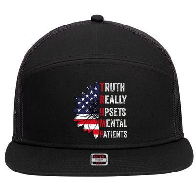 Truth Really Upsets Mental Patients Usa Patriotic Sunflower 7 Panel Mesh Trucker Snapback Hat