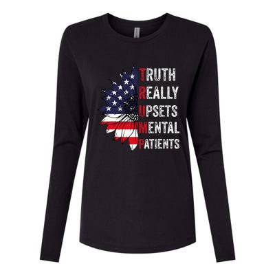 Truth Really Upsets Mental Patients Usa Patriotic Sunflower Womens Cotton Relaxed Long Sleeve T-Shirt