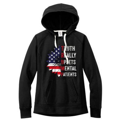 Truth Really Upsets Mental Patients Usa Patriotic Sunflower Women's Fleece Hoodie