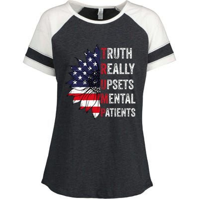 Truth Really Upsets Mental Patients Usa Patriotic Sunflower Enza Ladies Jersey Colorblock Tee