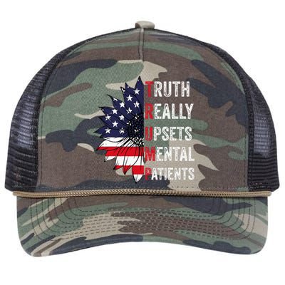 Truth Really Upsets Mental Patients Usa Patriotic Sunflower Retro Rope Trucker Hat Cap