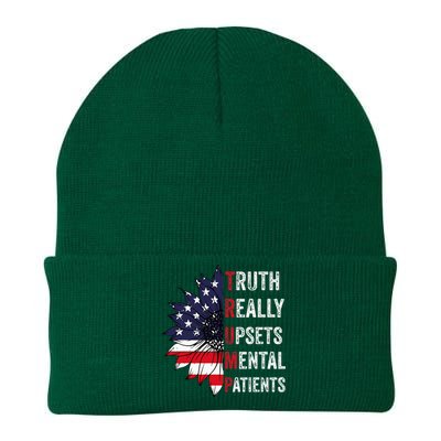 Truth Really Upsets Mental Patients Usa Patriotic Sunflower Knit Cap Winter Beanie