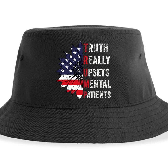 Truth Really Upsets Mental Patients Usa Patriotic Sunflower Sustainable Bucket Hat