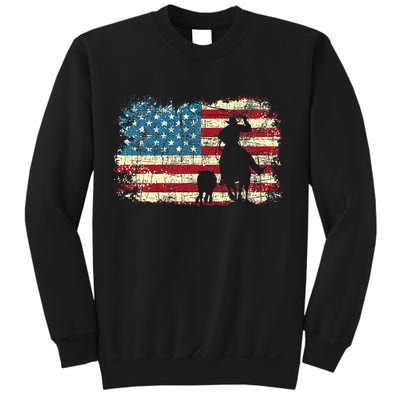 Team Roping USA Flag Cowboy Cowgirl Rancher Heading Heeler Sweatshirt