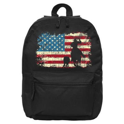 Team Roping USA Flag Cowboy Cowgirl Rancher Heading Heeler 16 in Basic Backpack