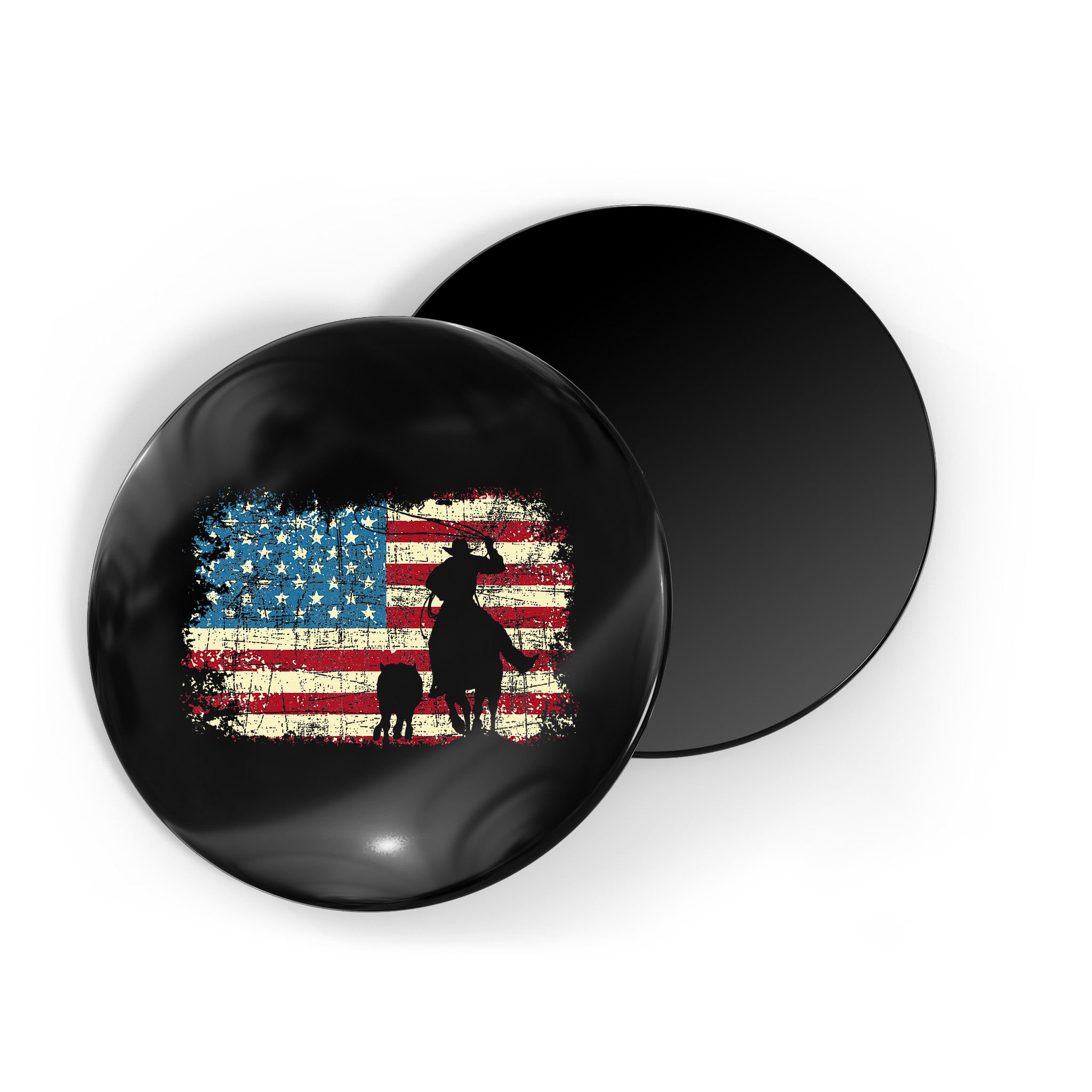 Team Roping USA Flag Cowboy Cowgirl Rancher Heading Heeler Magnet