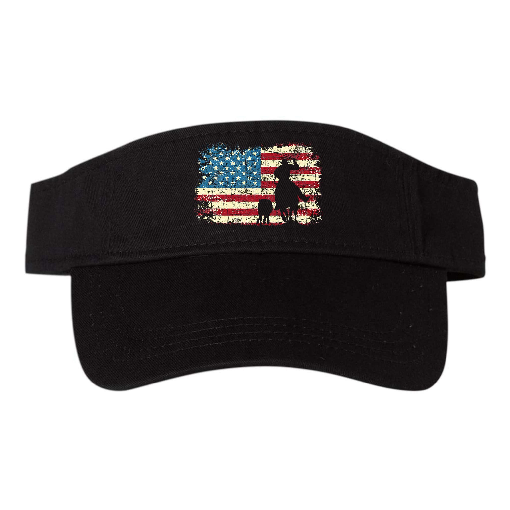 Team Roping USA Flag Cowboy Cowgirl Rancher Heading Heeler Visor