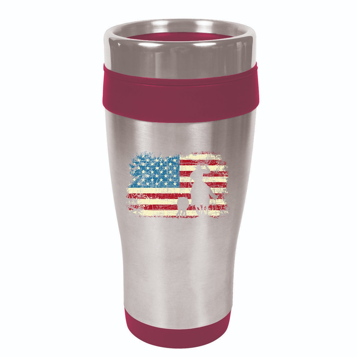 Team Roping USA Flag Cowboy Cowgirl Rancher Heading Heeler 16oz Travel Tumbler