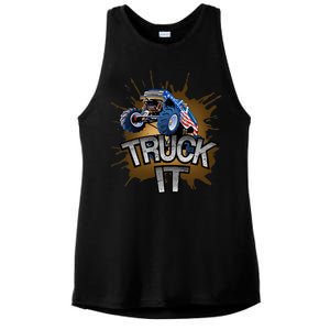 Truck It American Monster Truck Ladies PosiCharge Tri-Blend Wicking Tank