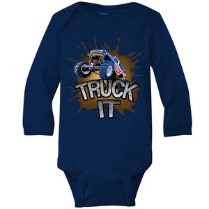 Truck It American Monster Truck Baby Long Sleeve Bodysuit