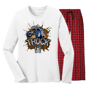 Truck It American Monster Truck Women's Long Sleeve Flannel Pajama Set 