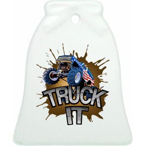 Truck It American Monster Truck Ceramic Bell Ornament