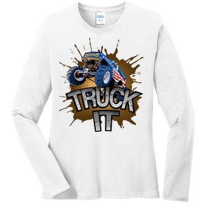 Truck It American Monster Truck Ladies Long Sleeve Shirt