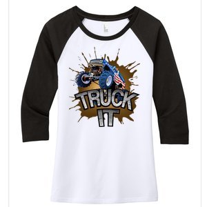 Truck It American Monster Truck Women's Tri-Blend 3/4-Sleeve Raglan Shirt