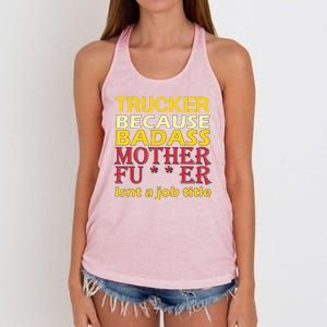 Trucker Badass Job Title  Women's Knotted Racerback Tank