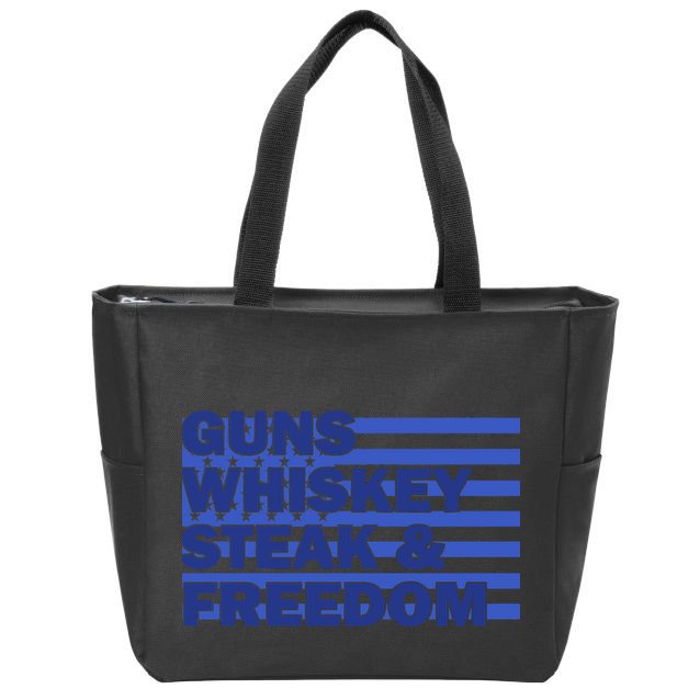 True American Guns Whiskey Steak Freedom Zip Tote Bag