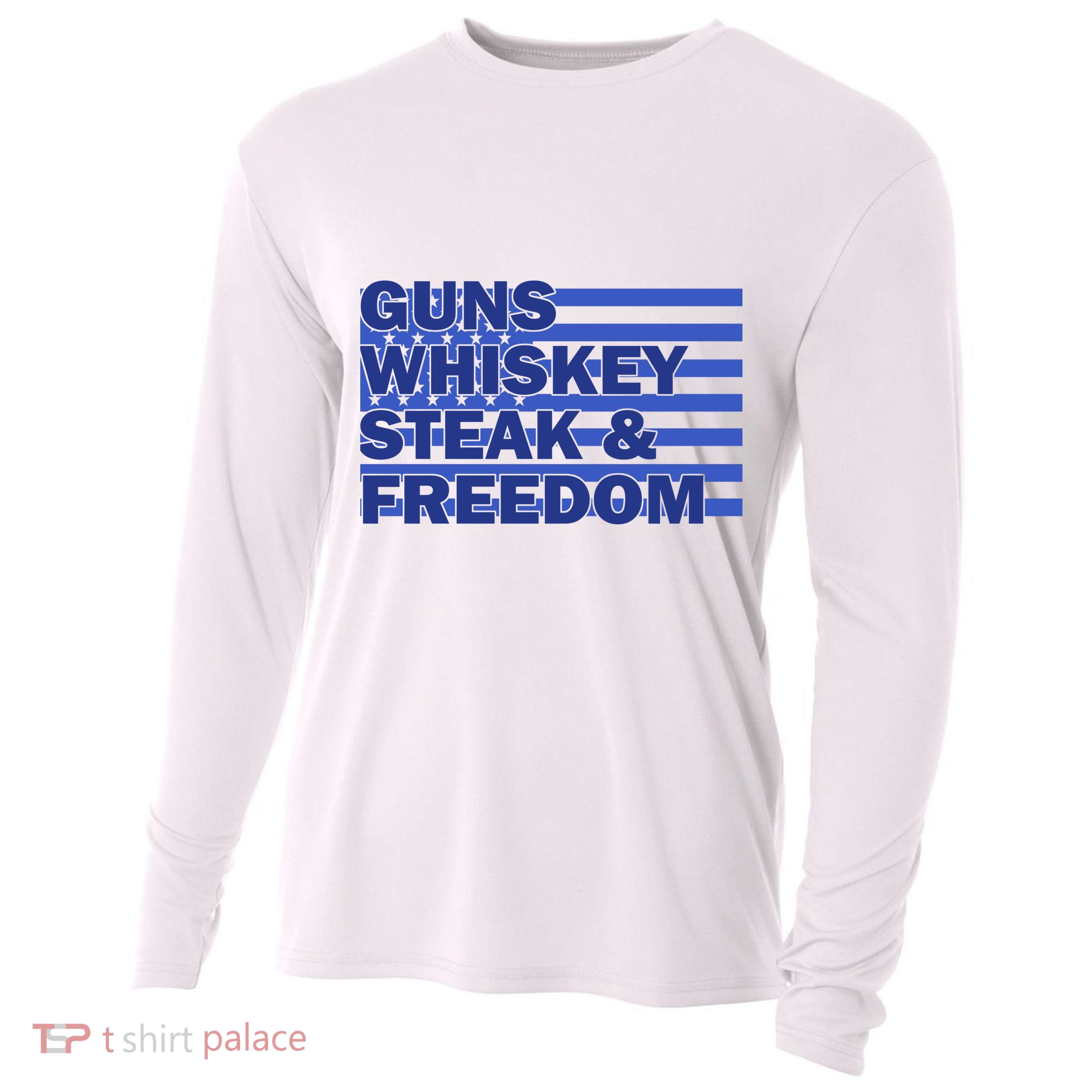 True American Guns Whiskey Steak Freedom Cooling Performance Long Sleeve Crew