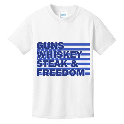 True American Guns Whiskey Steak Freedom Kids T-Shirt