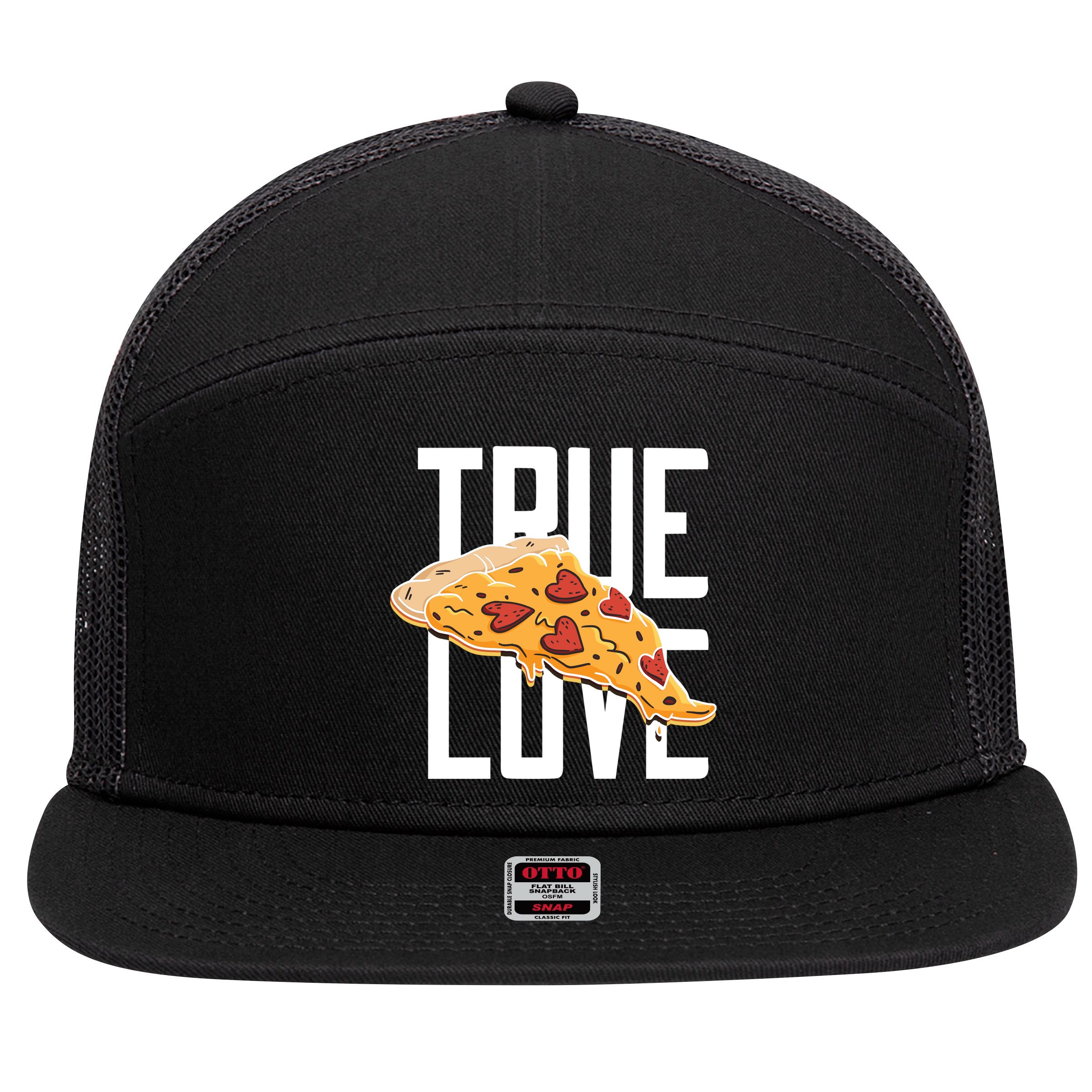 True Love Heart Pizza 7 Panel Mesh Trucker Snapback Hat