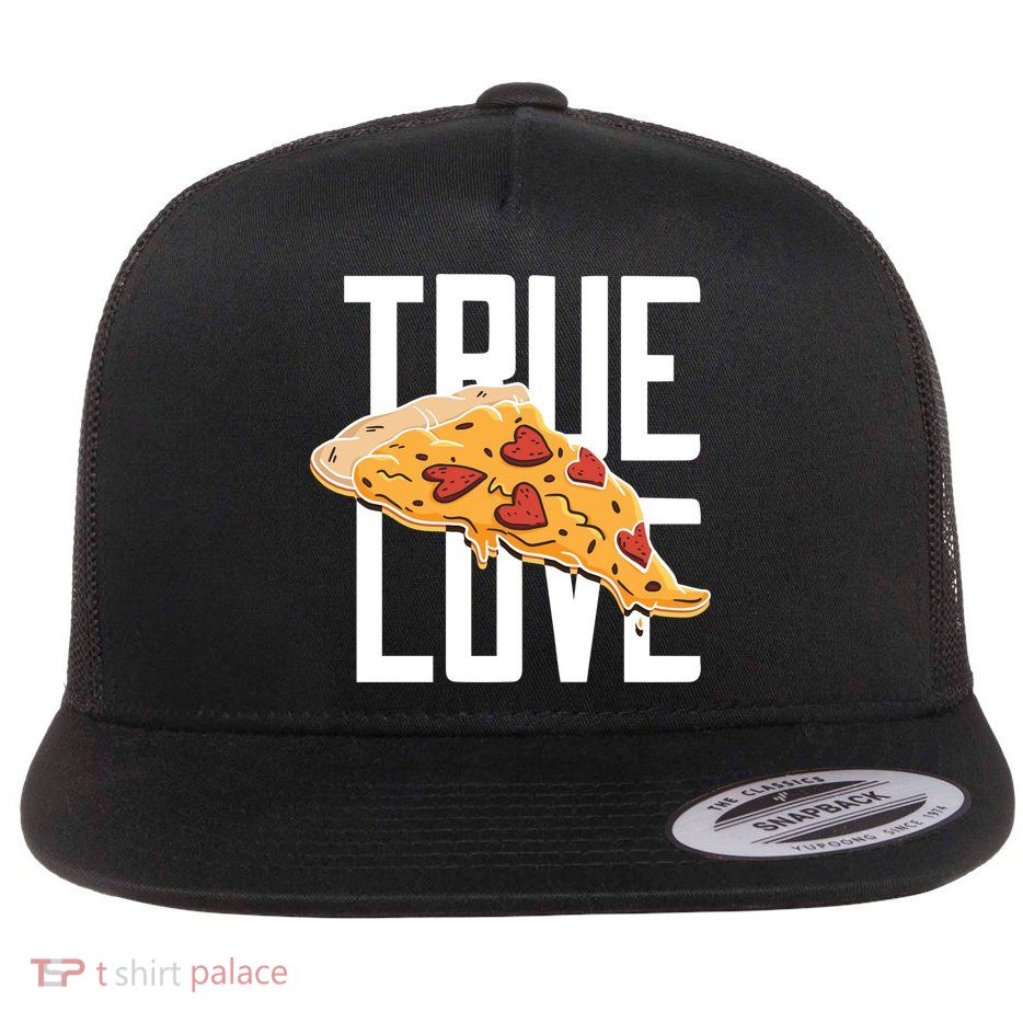 True Love Heart Pizza Flat Bill Trucker Hat