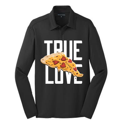 True Love Heart Pizza Silk Touch Performance Long Sleeve Polo