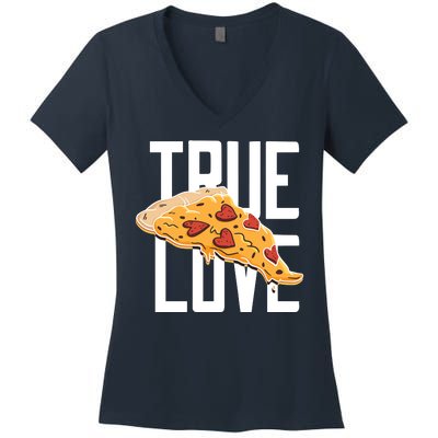 True Love Heart Pizza Women's V-Neck T-Shirt