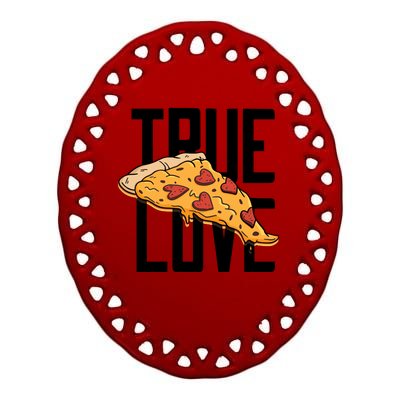 True Love Heart Pizza Ceramic Oval Ornament