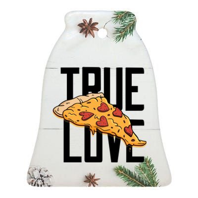 True Love Heart Pizza Ceramic Bell Ornament