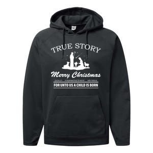 True Story Merry Christmas Jesus Christ  Performance Fleece Hoodie