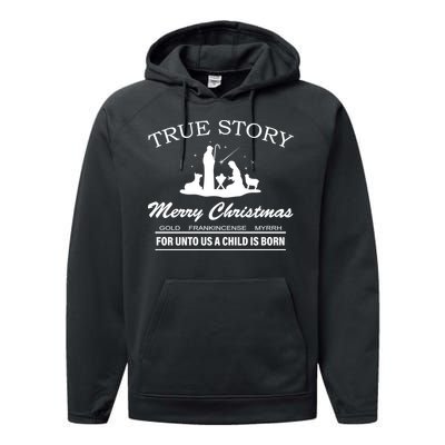 True Story Merry Christmas Jesus Christ  Performance Fleece Hoodie