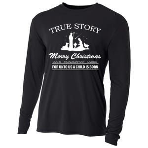 True Story Merry Christmas Jesus Christ  Cooling Performance Long Sleeve Crew