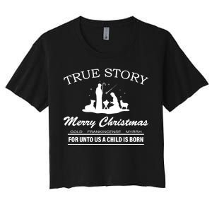 True Story Merry Christmas Jesus Christ  Women's Crop Top Tee