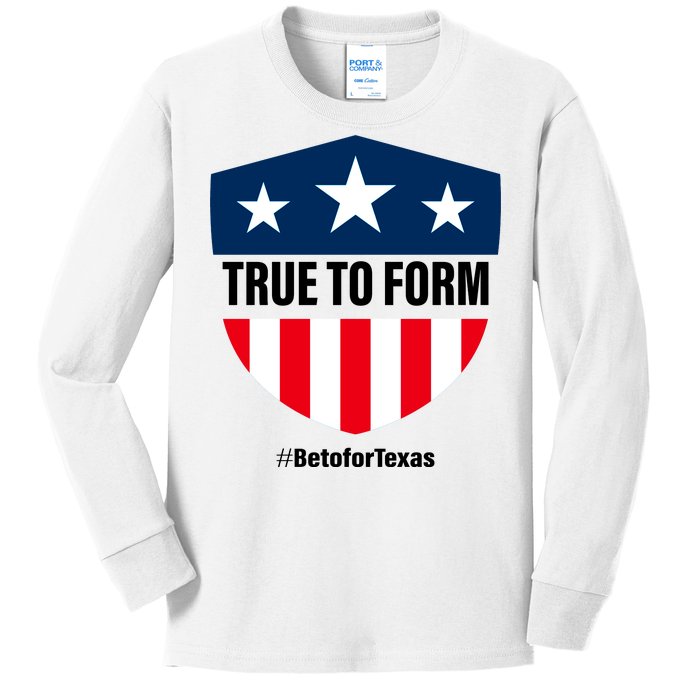 True To Form Beto for Texas American Shield Kids Long Sleeve Shirt