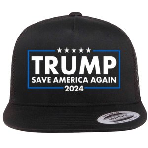 Trumo Save America Again 2024 Election Logo Flat Bill Trucker Hat