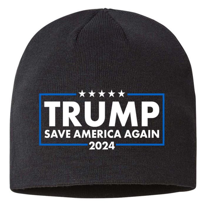 Trumo Save America Again 2024 Election Logo Sustainable Beanie