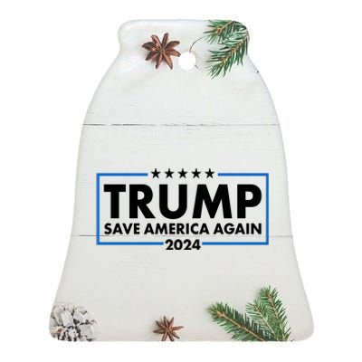 Trumo Save America Again 2024 Election Logo Ceramic Bell Ornament