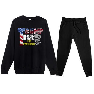 Trump - The Man The Myth The President Premium Crewneck Sweatsuit Set