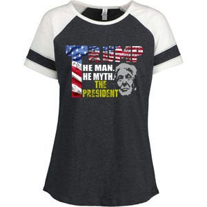 Trump - The Man The Myth The President Enza Ladies Jersey Colorblock Tee