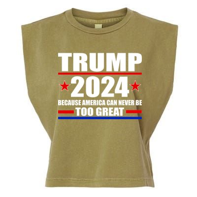 Trump 2024 Because America Can Never Be Too Great Garment-Dyed Women's Muscle Tee