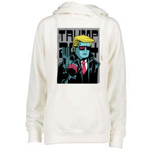 Trump 2024 Comic Womens Funnel Neck Pullover Hood