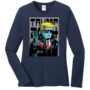 Trump 2024 Comic Ladies Long Sleeve Shirt