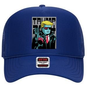 Trump 2024 Comic High Crown Mesh Back Trucker Hat