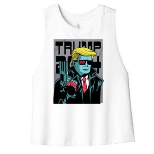 Trump 2024 Comic Women's Racerback Cropped Tank