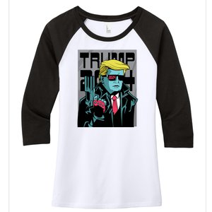 Trump 2024 Comic Women's Tri-Blend 3/4-Sleeve Raglan Shirt