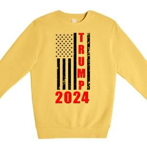 Trump 2024 Election Distressed US Flag Premium Crewneck Sweatshirt