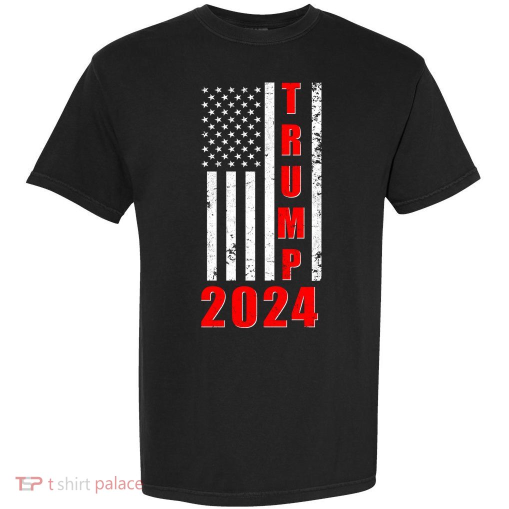 Trump 2024 Election Distressed US Flag Garment-Dyed Heavyweight T-Shirt